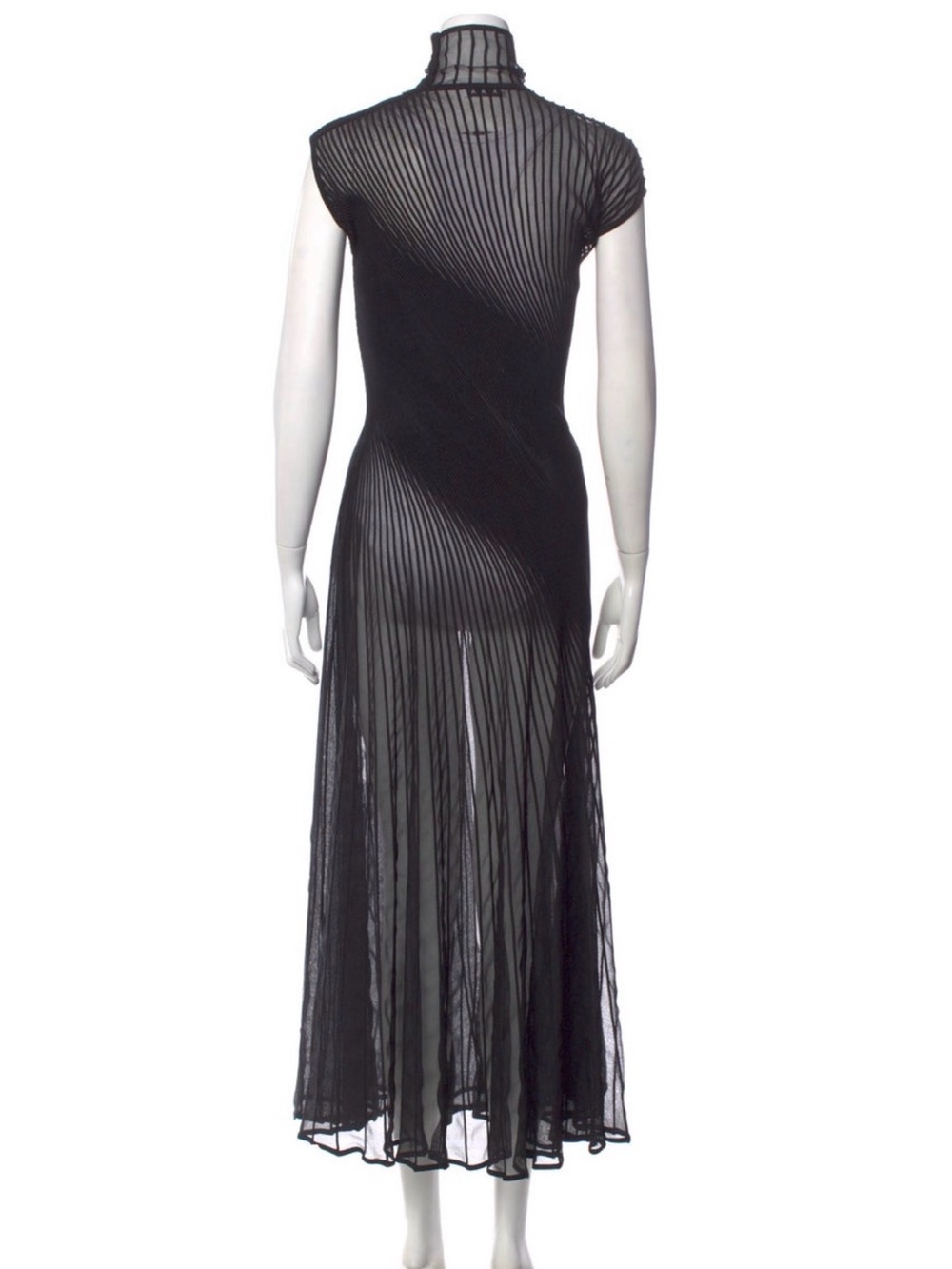 Alaïa Black Sheer Pleated Midi Dress
